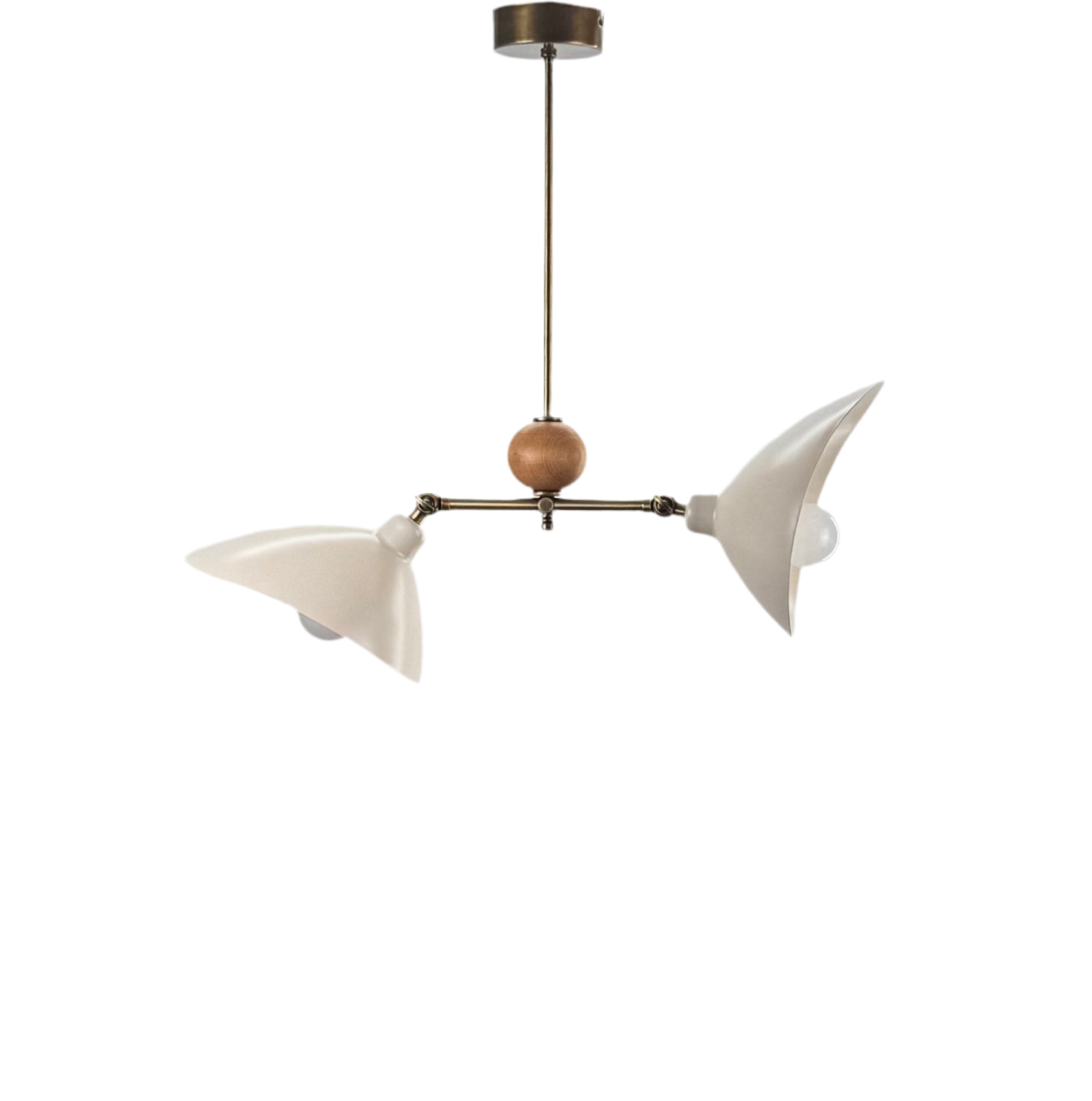 Leo İskandinav Tarzı 2 Kollu Ahşap Detaylı Avize