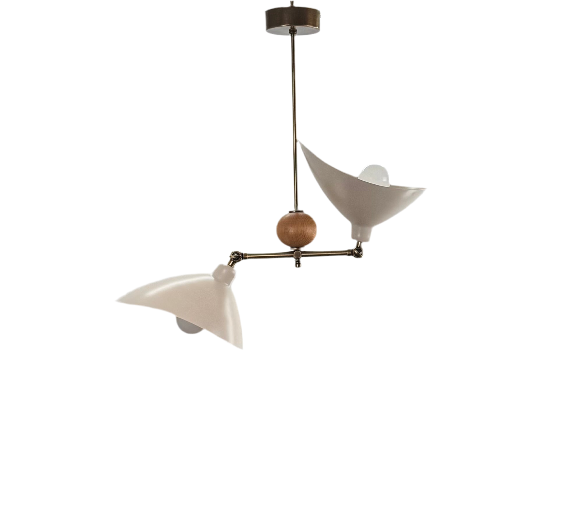 Leo İskandinav Tarzı 2 Kollu Ahşap Detaylı Avize