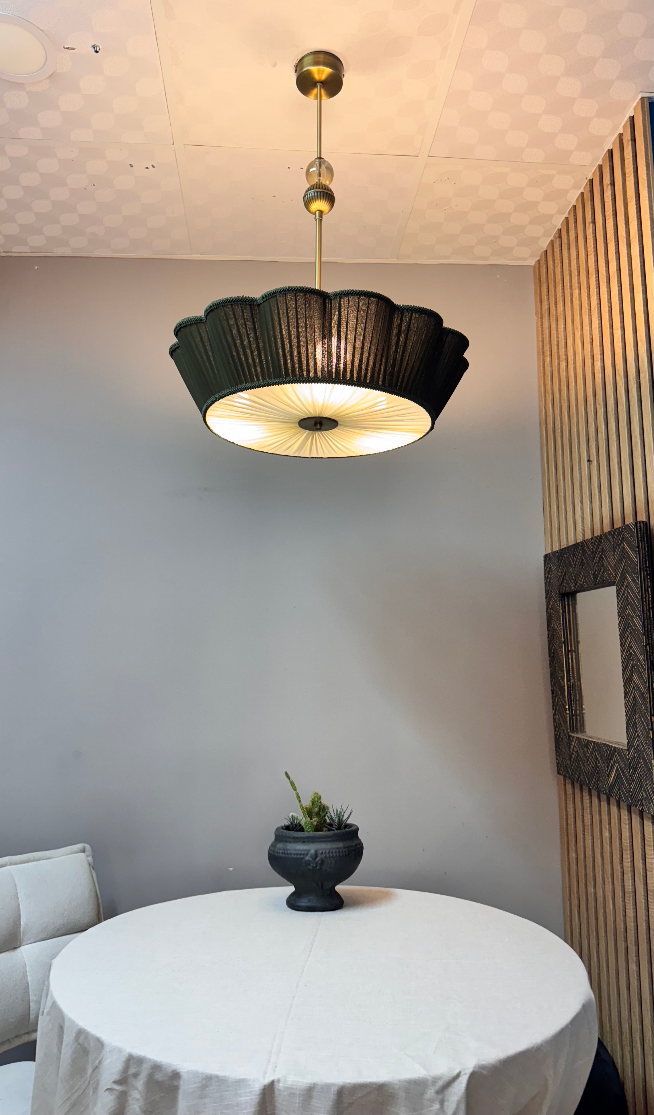 Charlotte İpek Saten Avize Koyu Yeşil