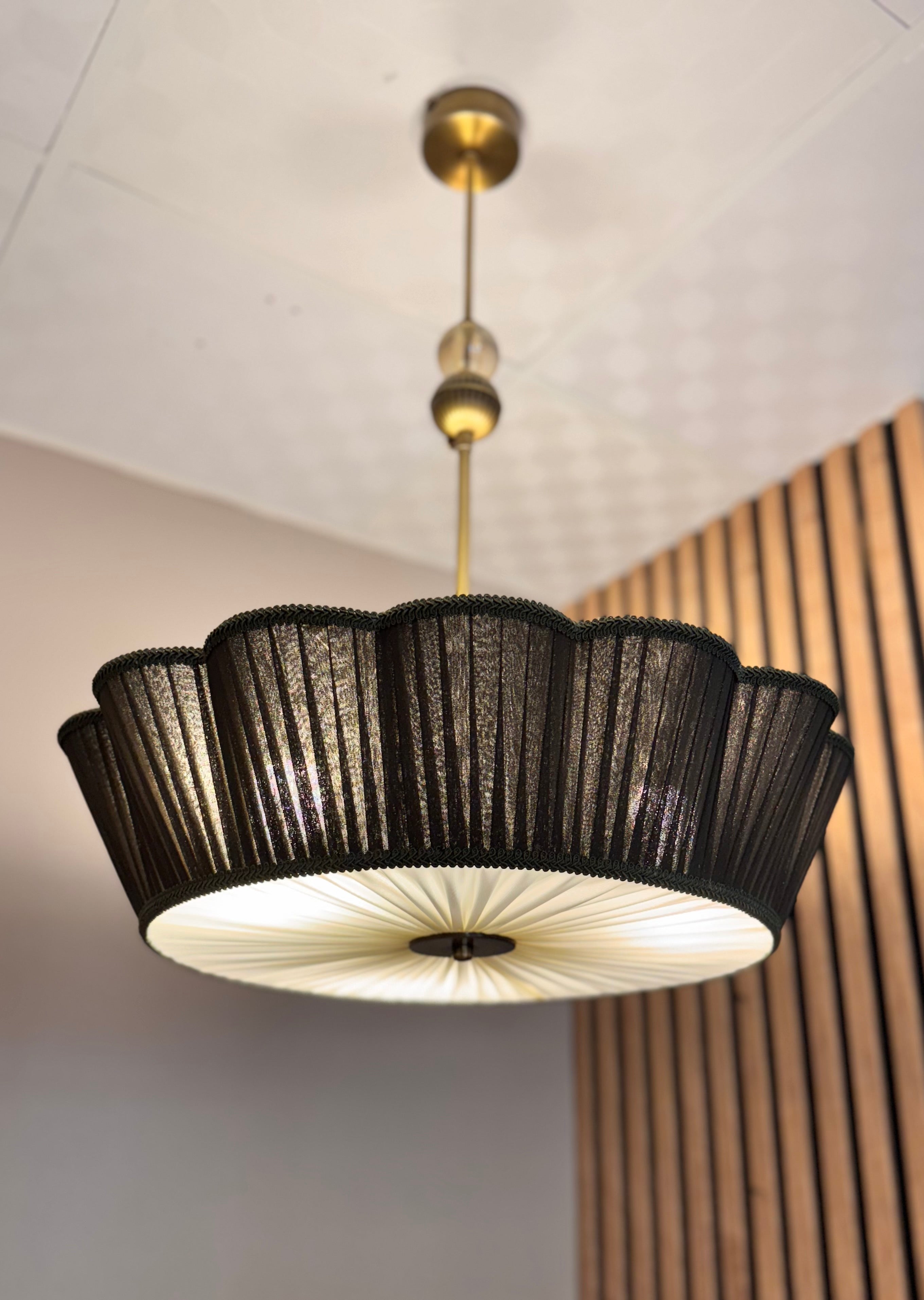 Charlotte İpek Saten Avize Koyu Yeşil