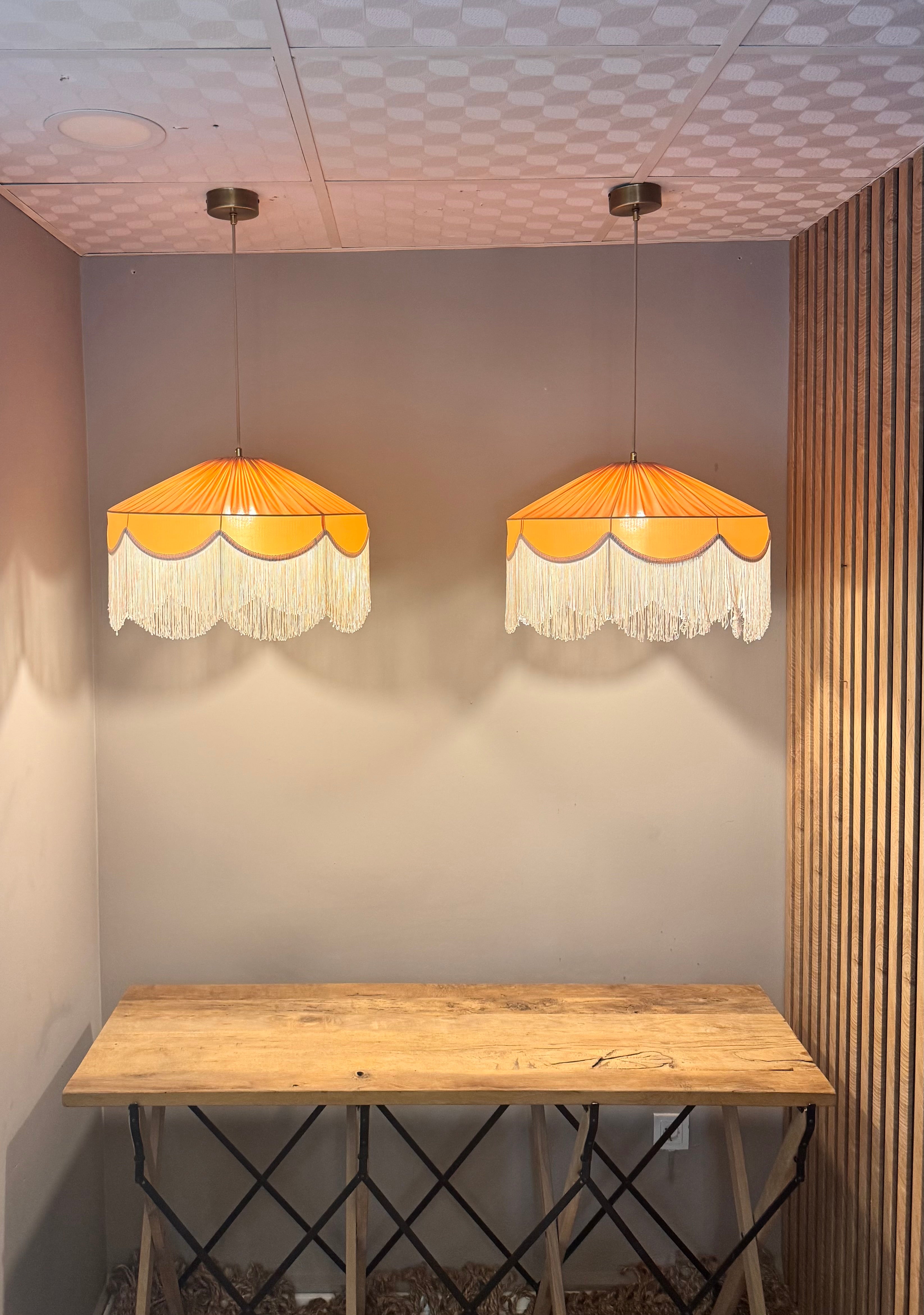 Sofia İpek Saten Püsküllü Avize Somon