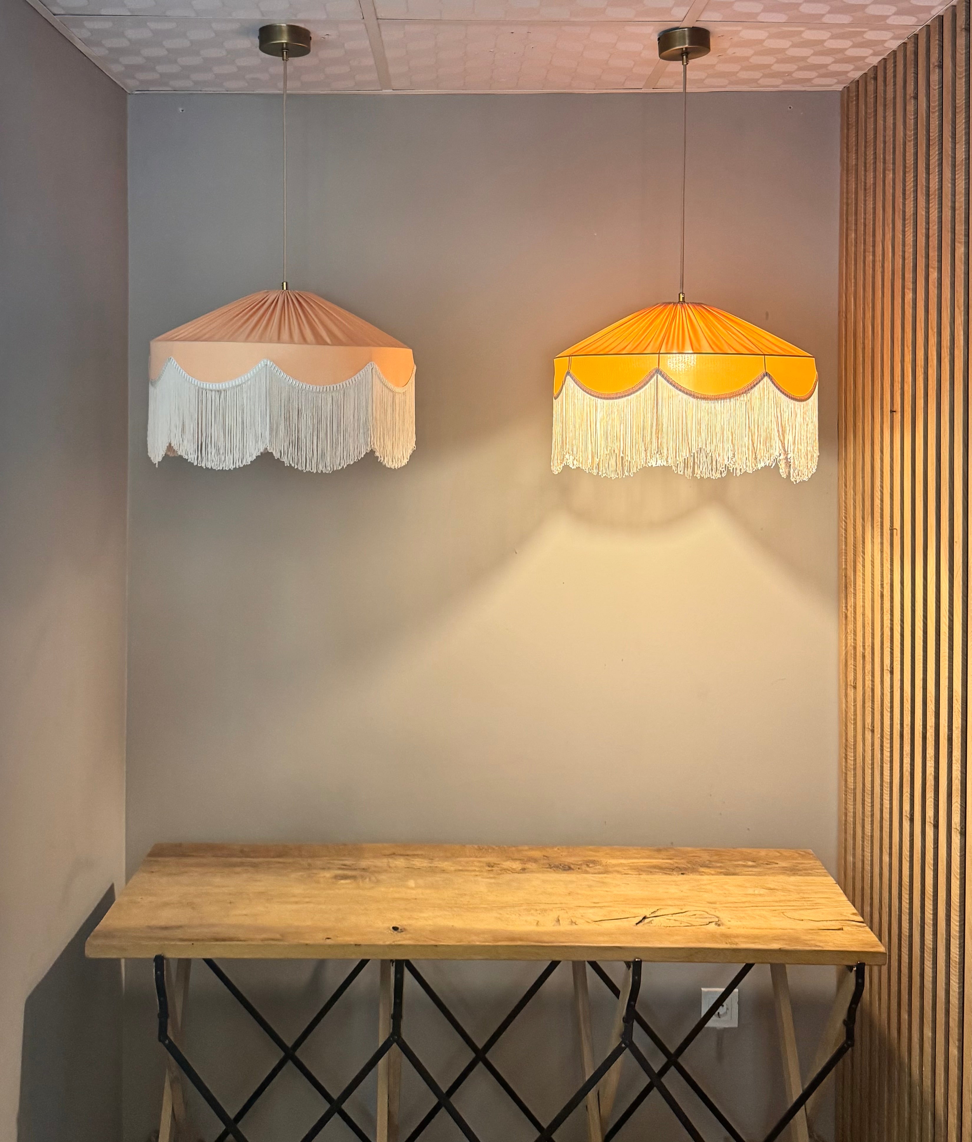 Sofia İpek Saten Püsküllü Avize Somon