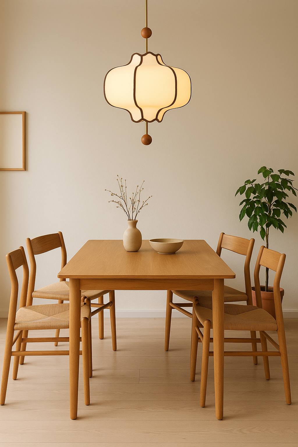 Orion Ahşap Detaylı Keten Avize