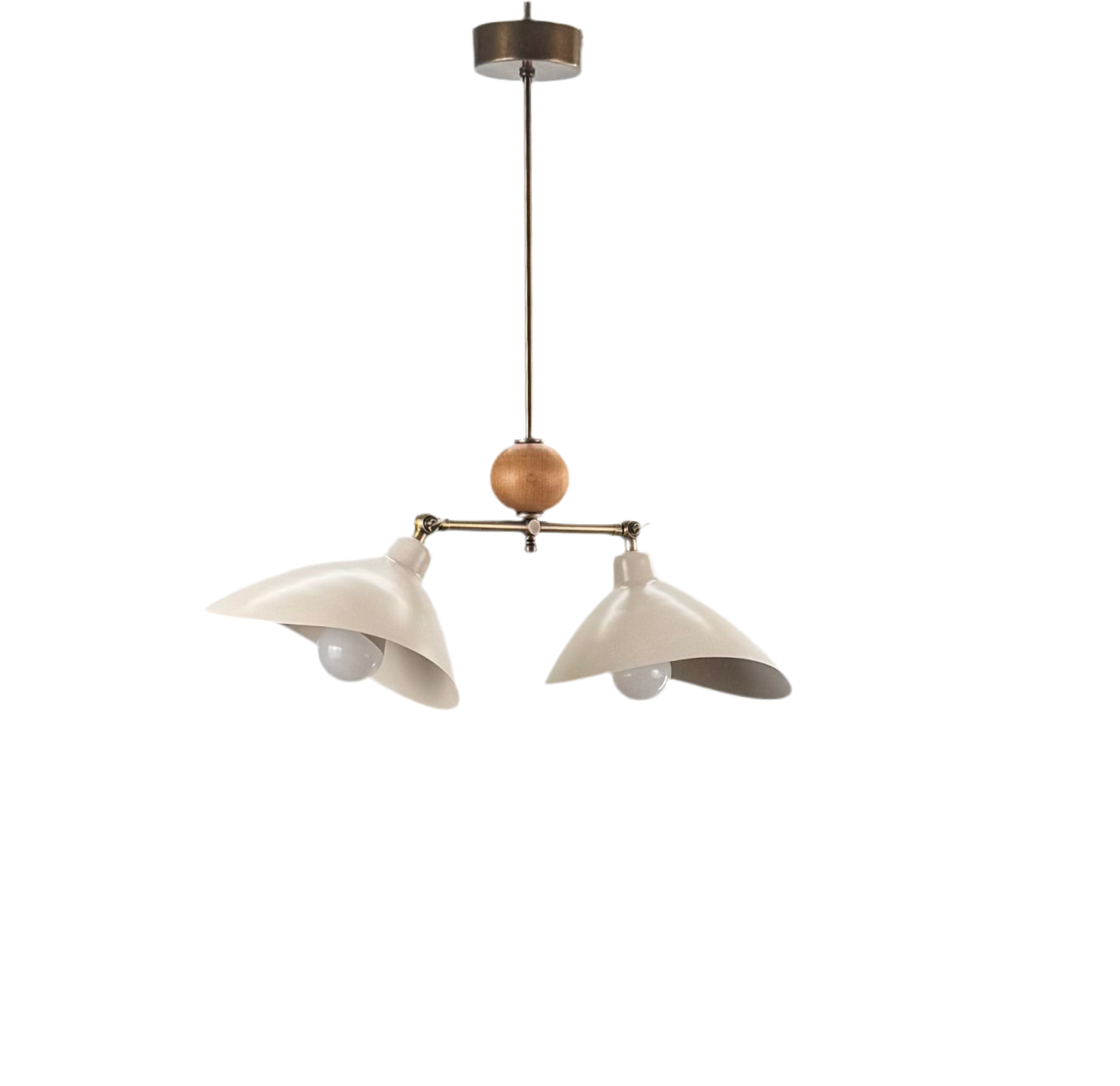 Leo İskandinav Tarzı 2 Kollu Ahşap Detaylı Avize