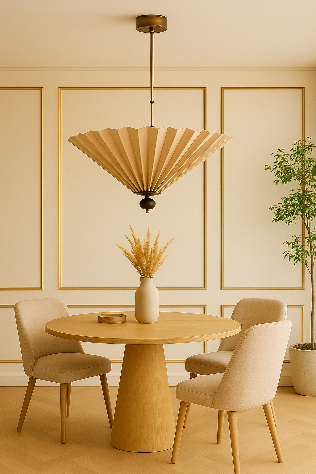 Fuji Pleated Linen Chandelier