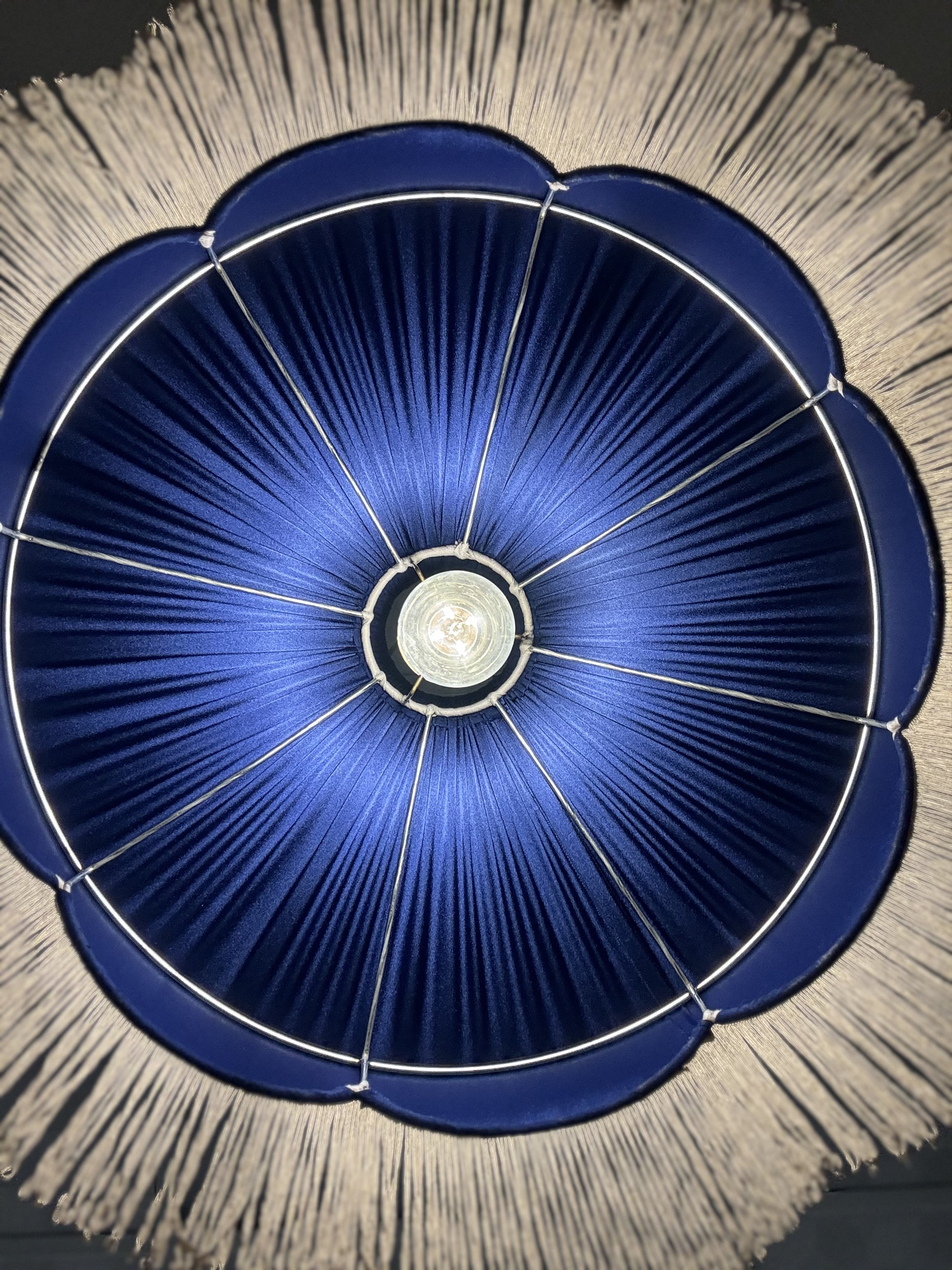 Sofia İpek Saten Püsküllü Avize Saks Mavi