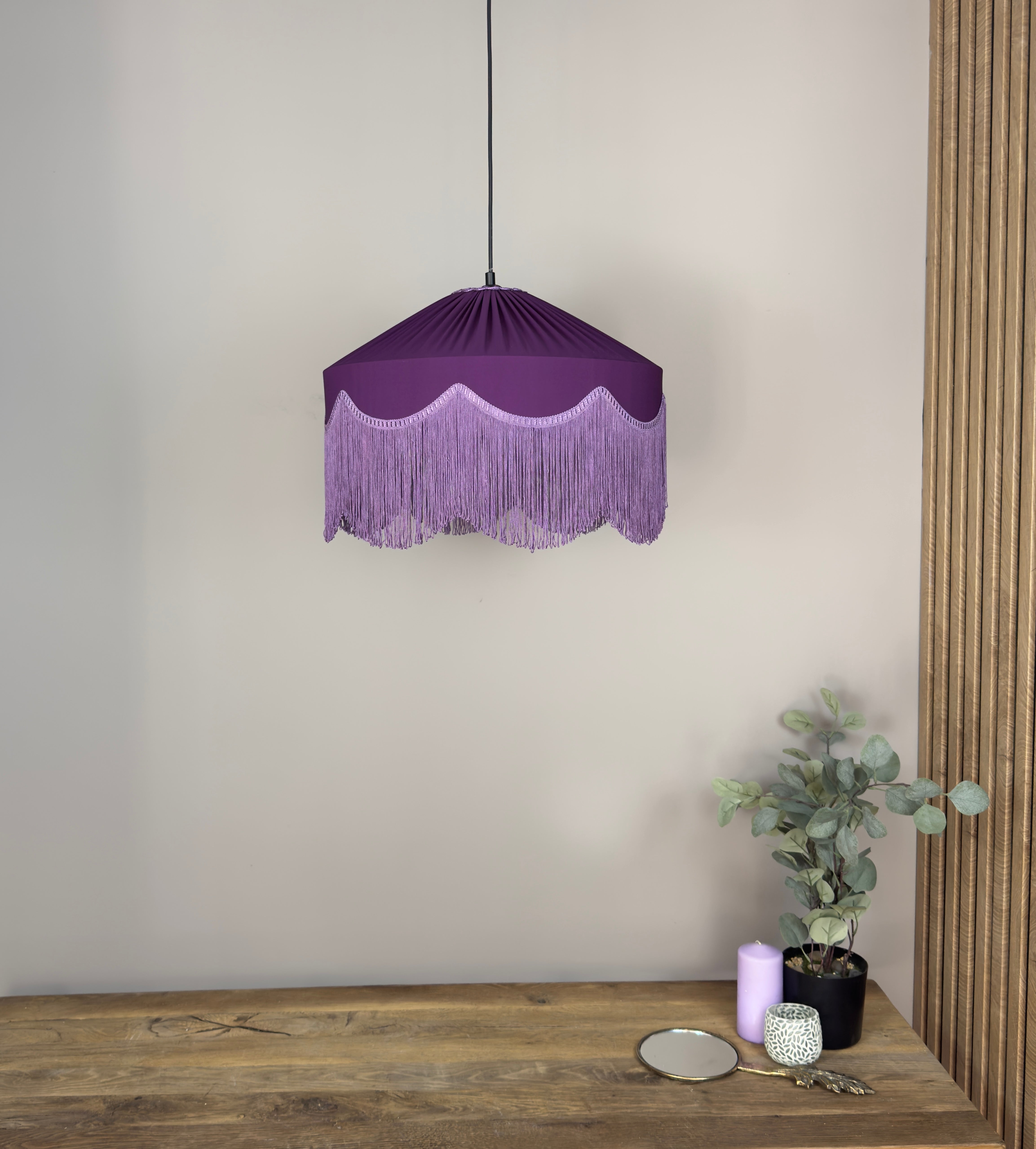 Sofia İpek Saten Püsküllü Avize Mor