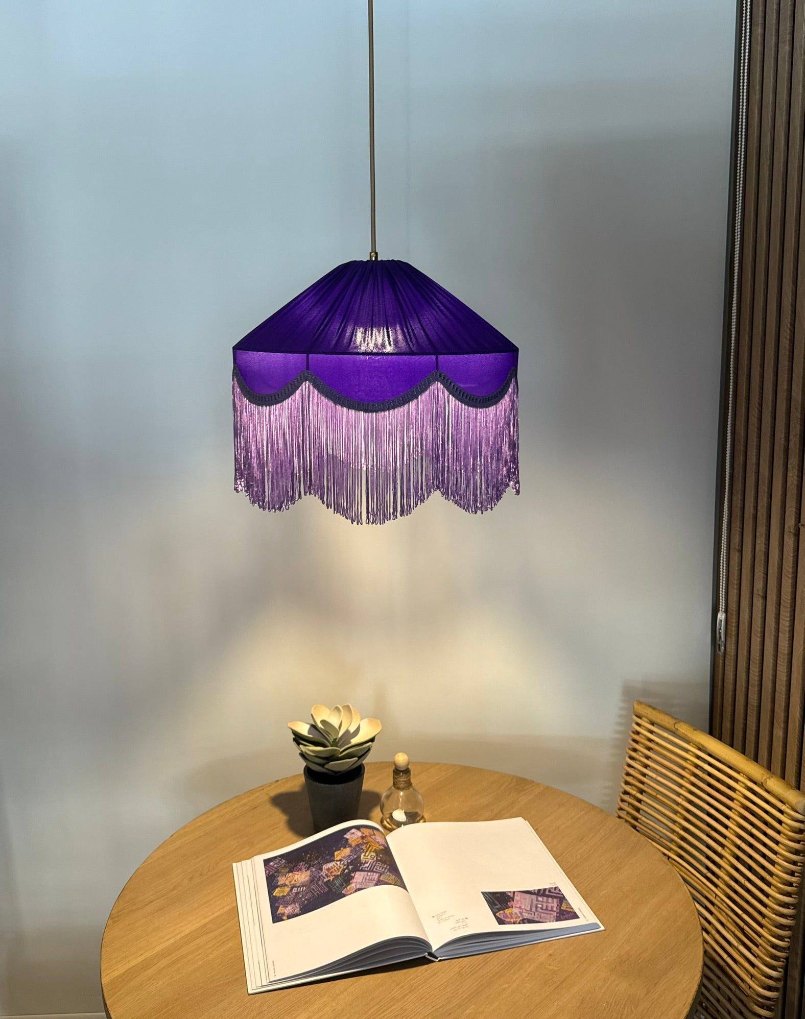 Sofia İpek Saten Püsküllü Avize Mor