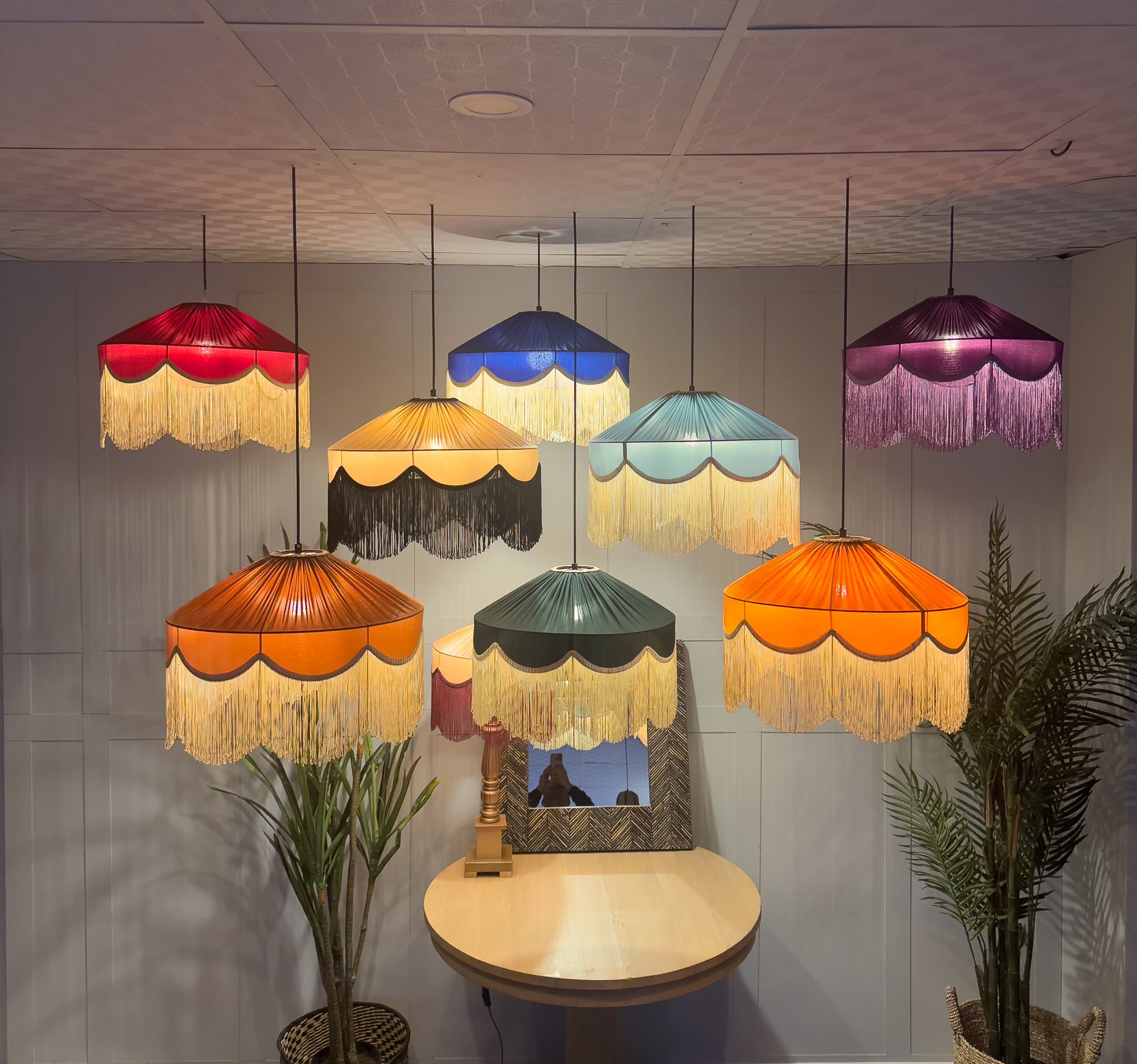 Sofia İpek Saten Püsküllü Avize Açık Pembe