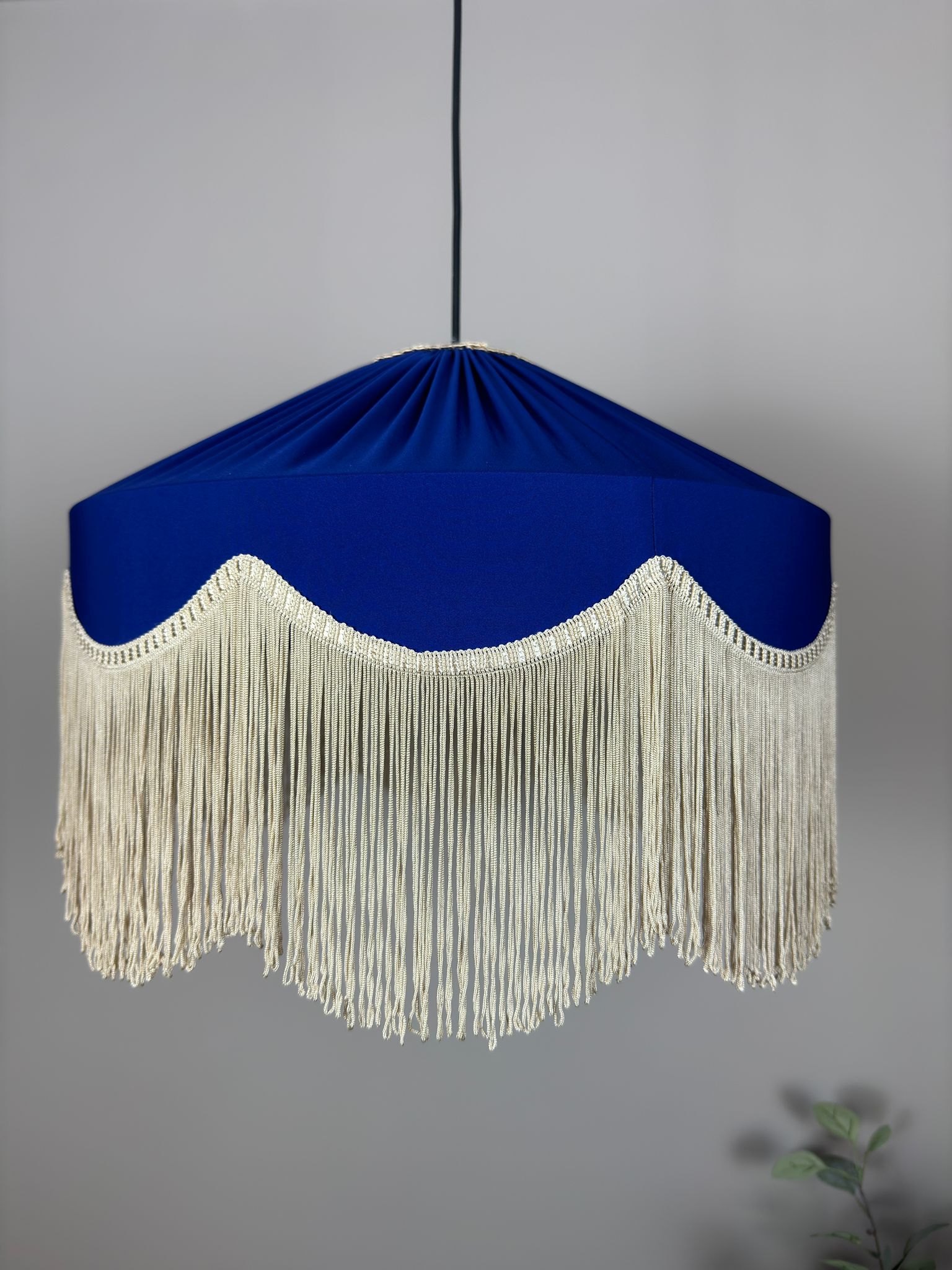 Sofia İpek Saten Püsküllü Avize Saks Mavi