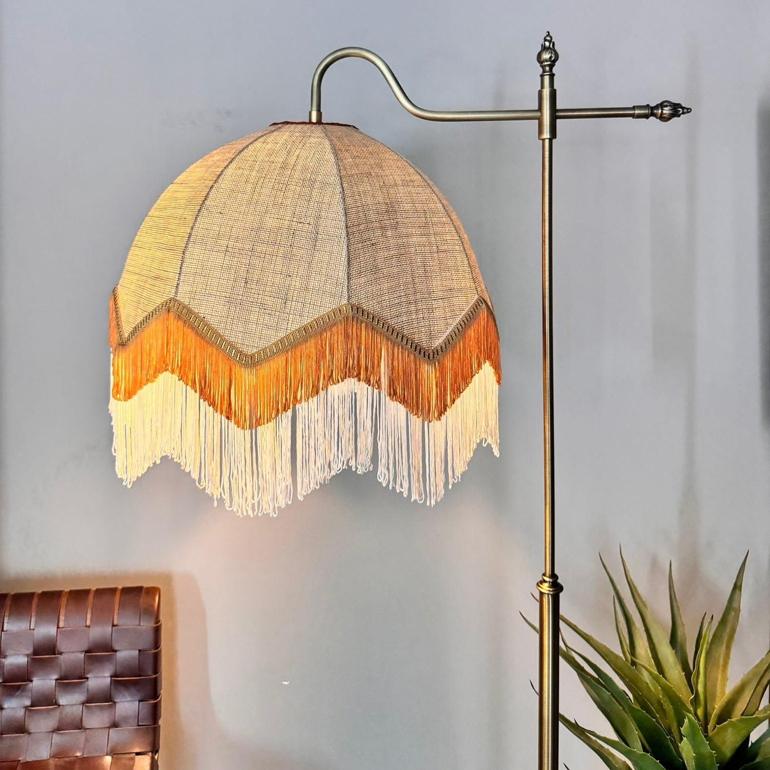 Peacock Floor Lamp Lorenzo Jute-Tile Tasseled Headboard