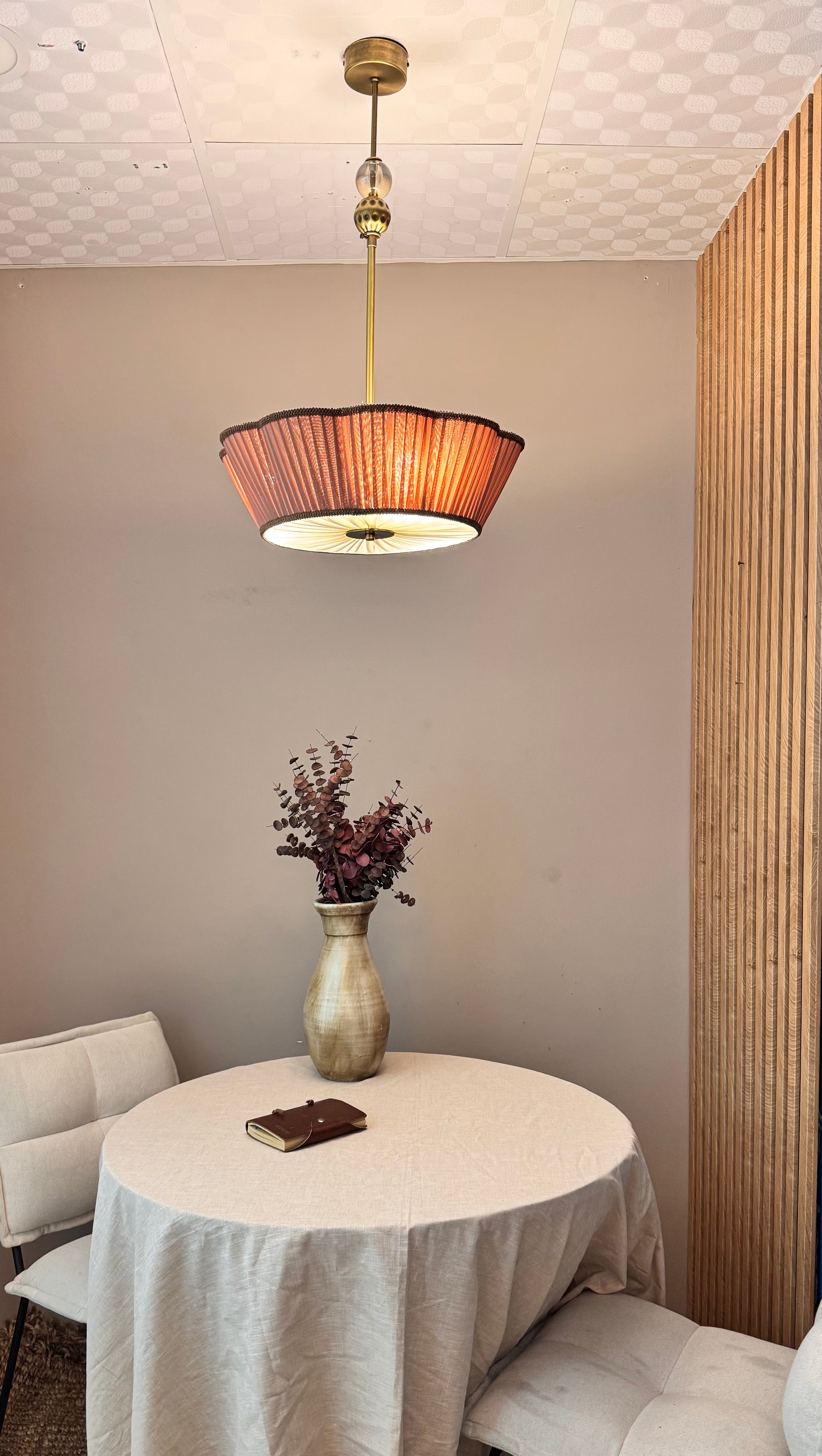 Charlotte İpek Saten Avize Vintage Pembe