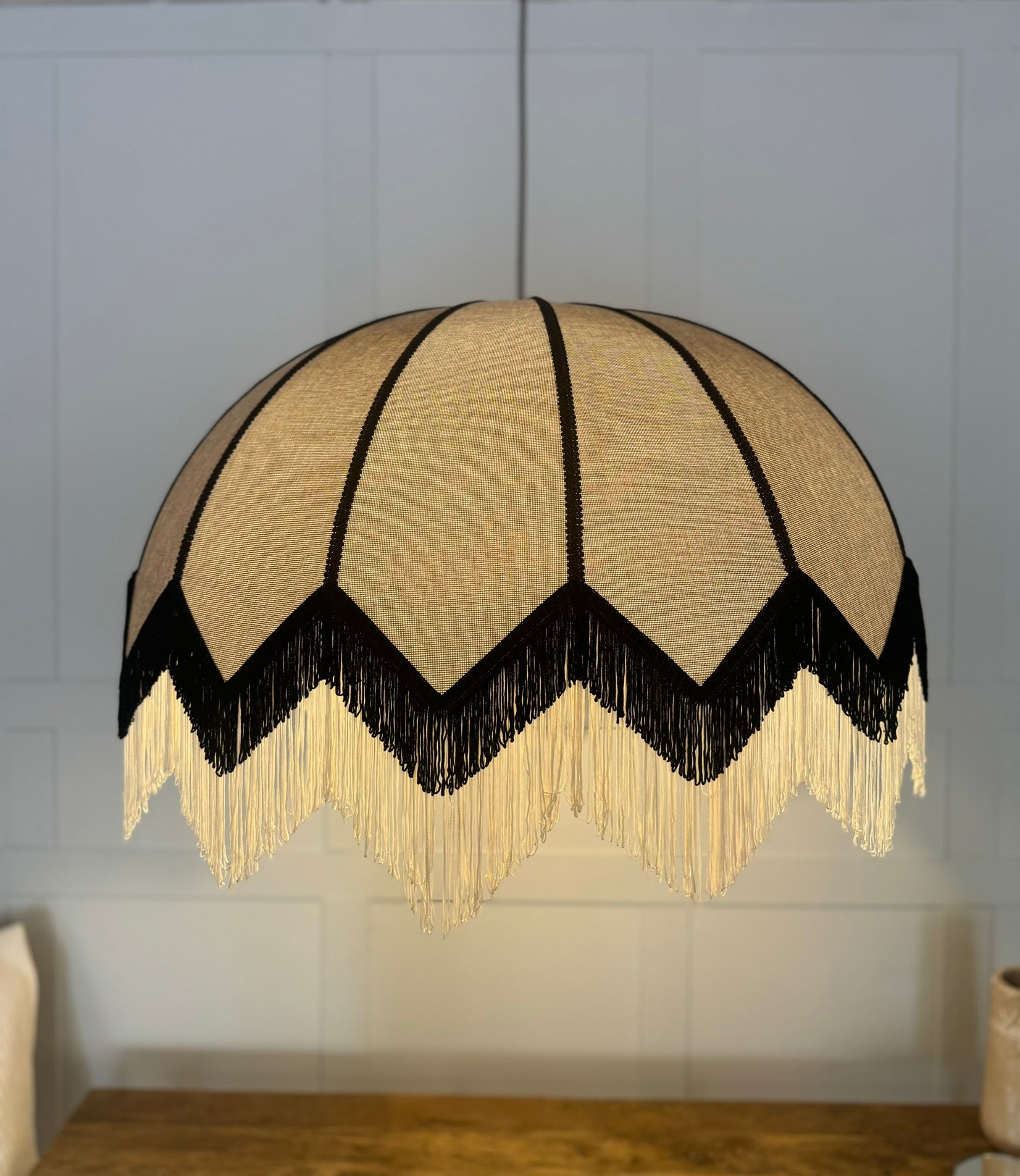 Lorenzo Tasseled Fabric Chandelier Beige