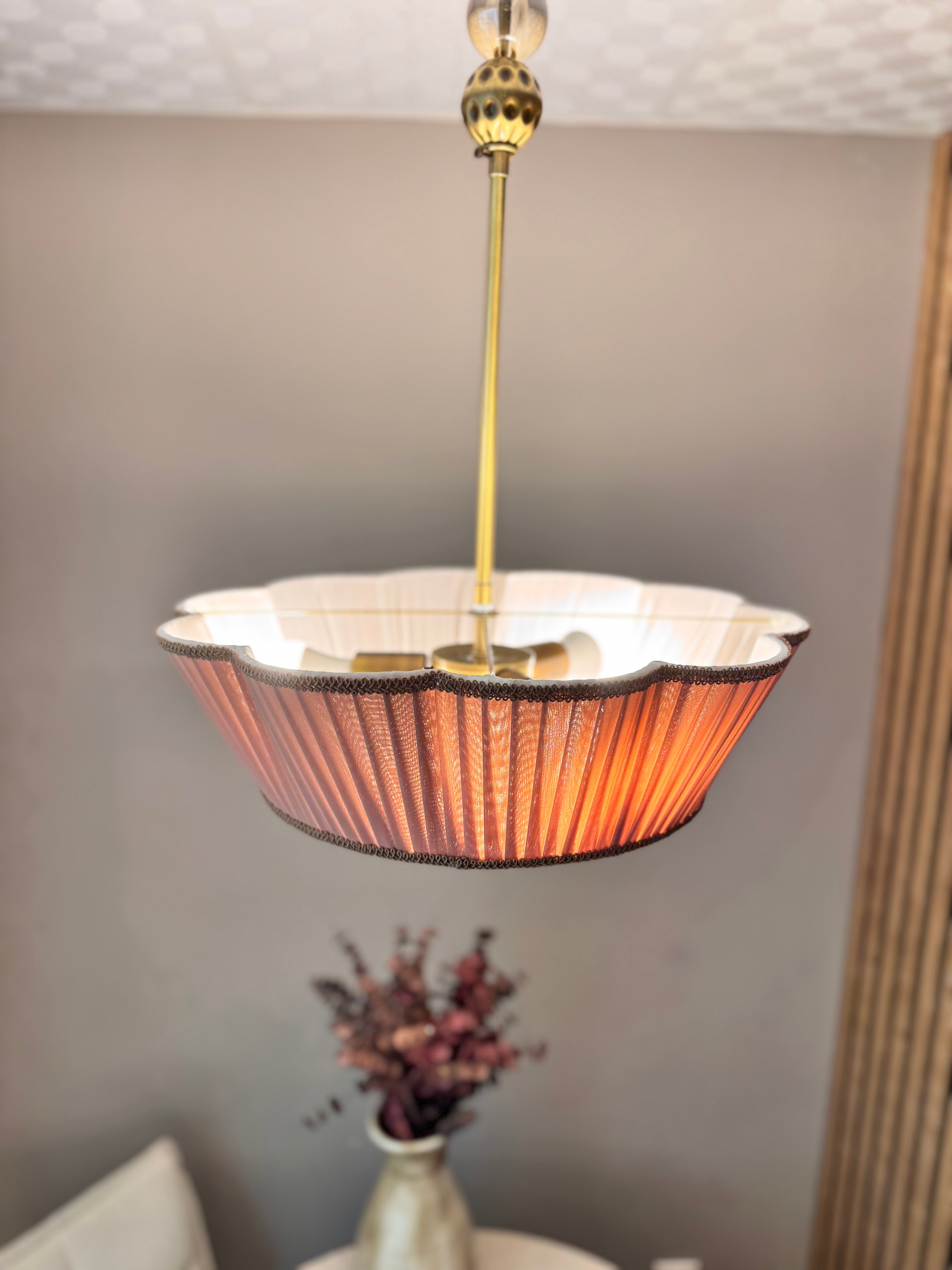 Charlotte İpek Saten Avize Vintage Pembe