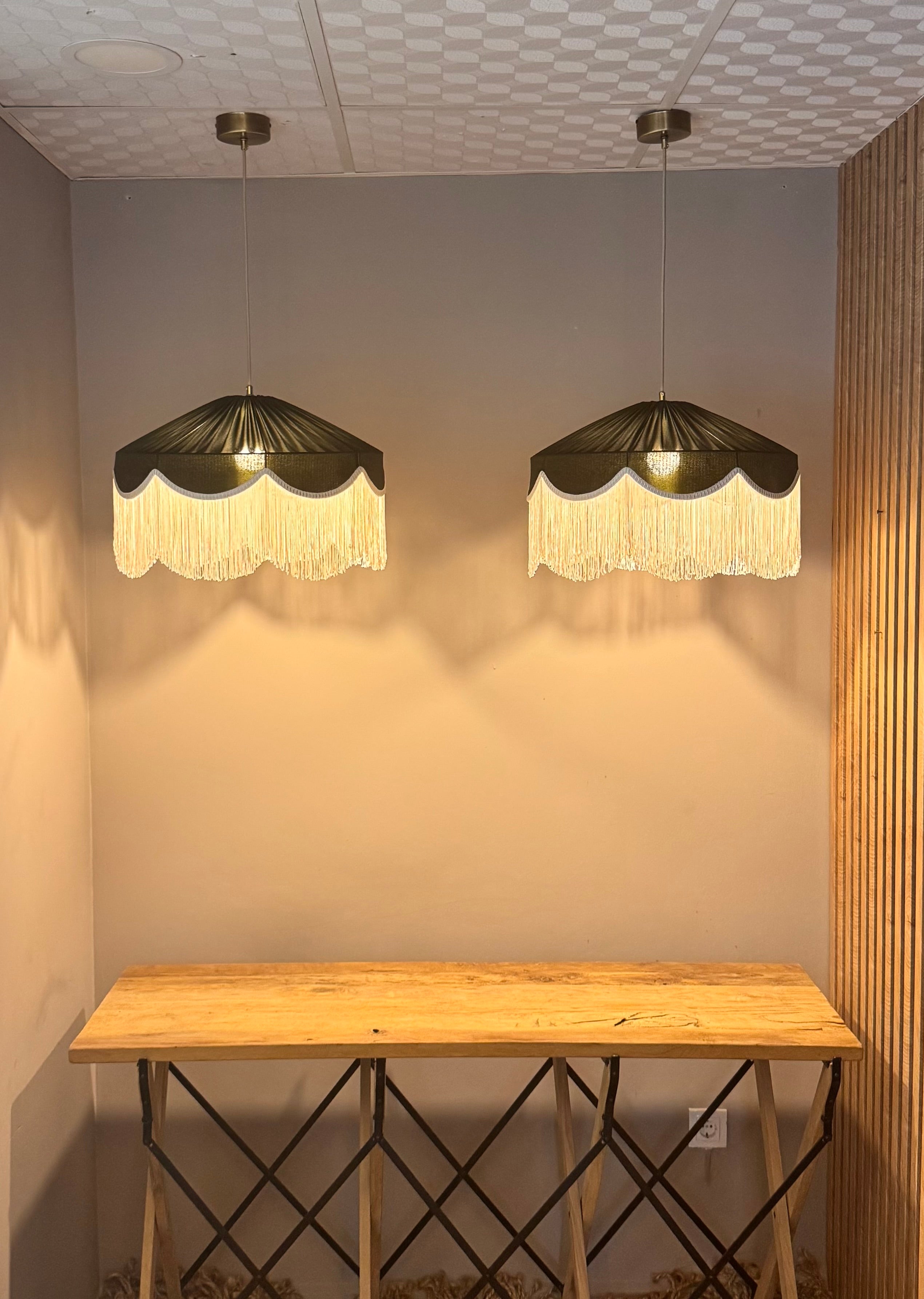 Sofia İpek Saten Püsküllü Avize Koyu Yeşil