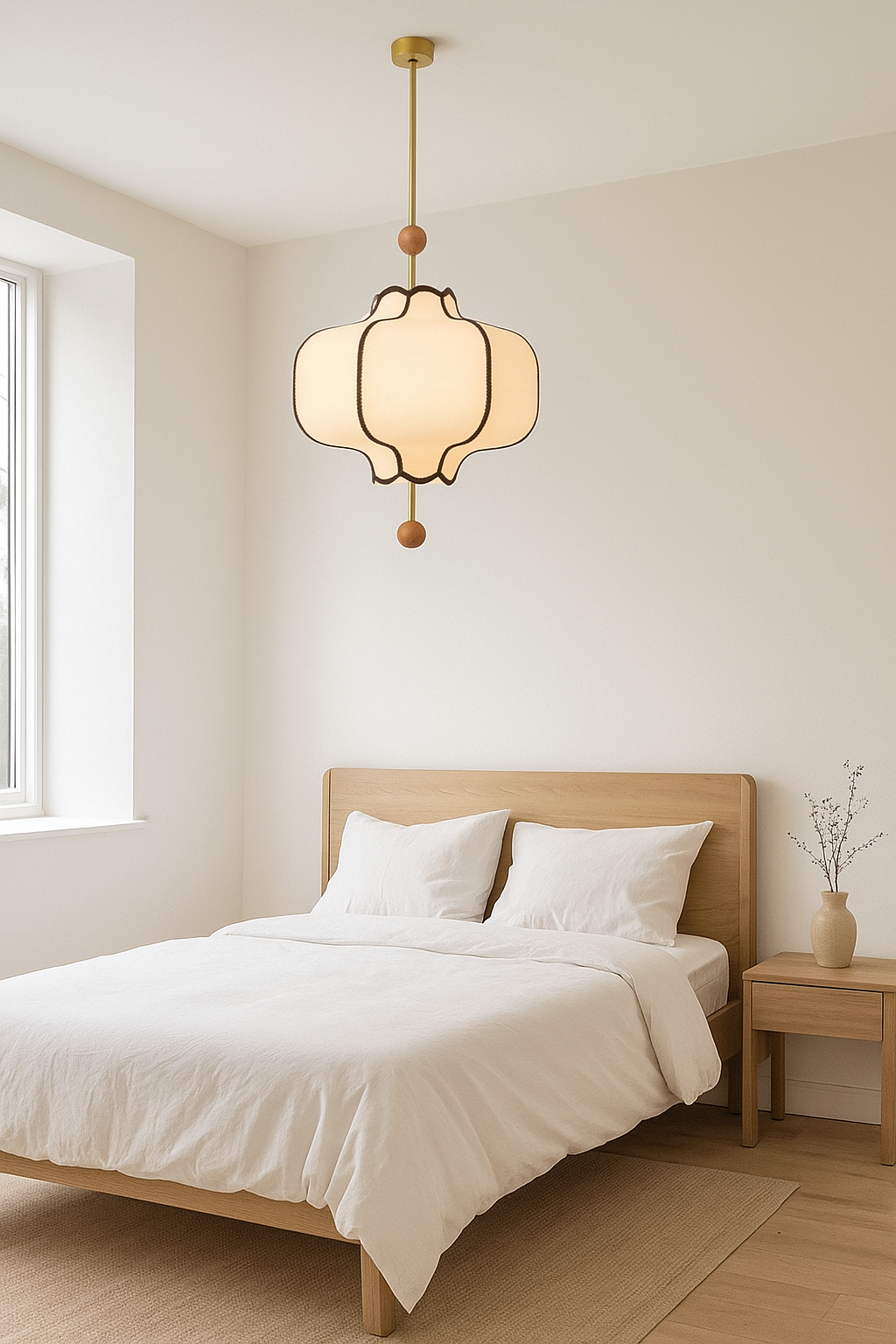 Orion Ahşap Detaylı Keten Avize