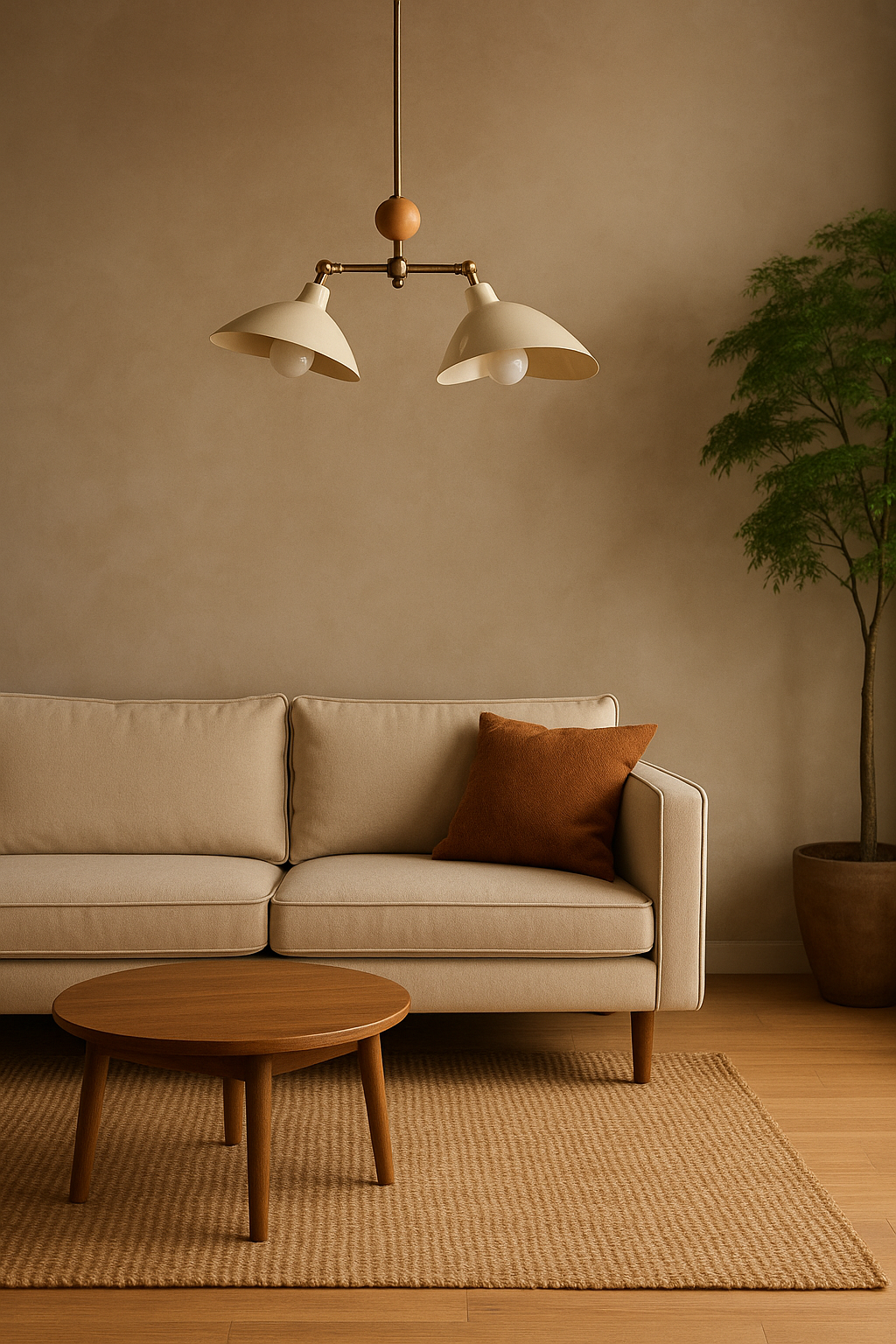 Leo İskandinav Tarzı 2 Kollu Ahşap Detaylı Avize