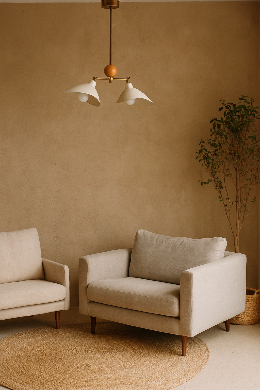 Leo İskandinav Tarzı 2 Kollu Ahşap Detaylı Avize