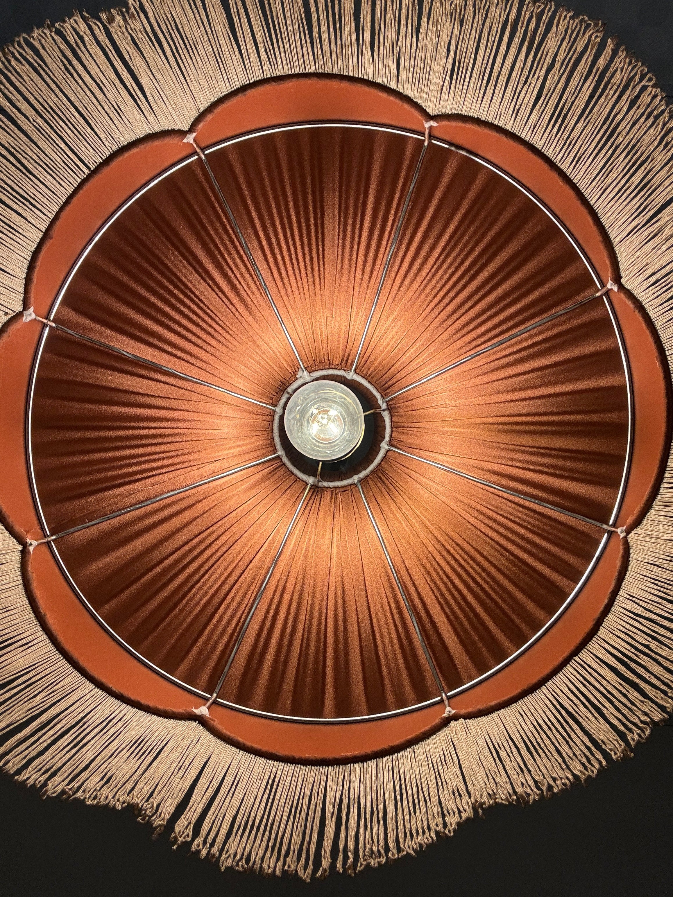 Sofia İpek Saten Püsküllü Avize Mat Bakır