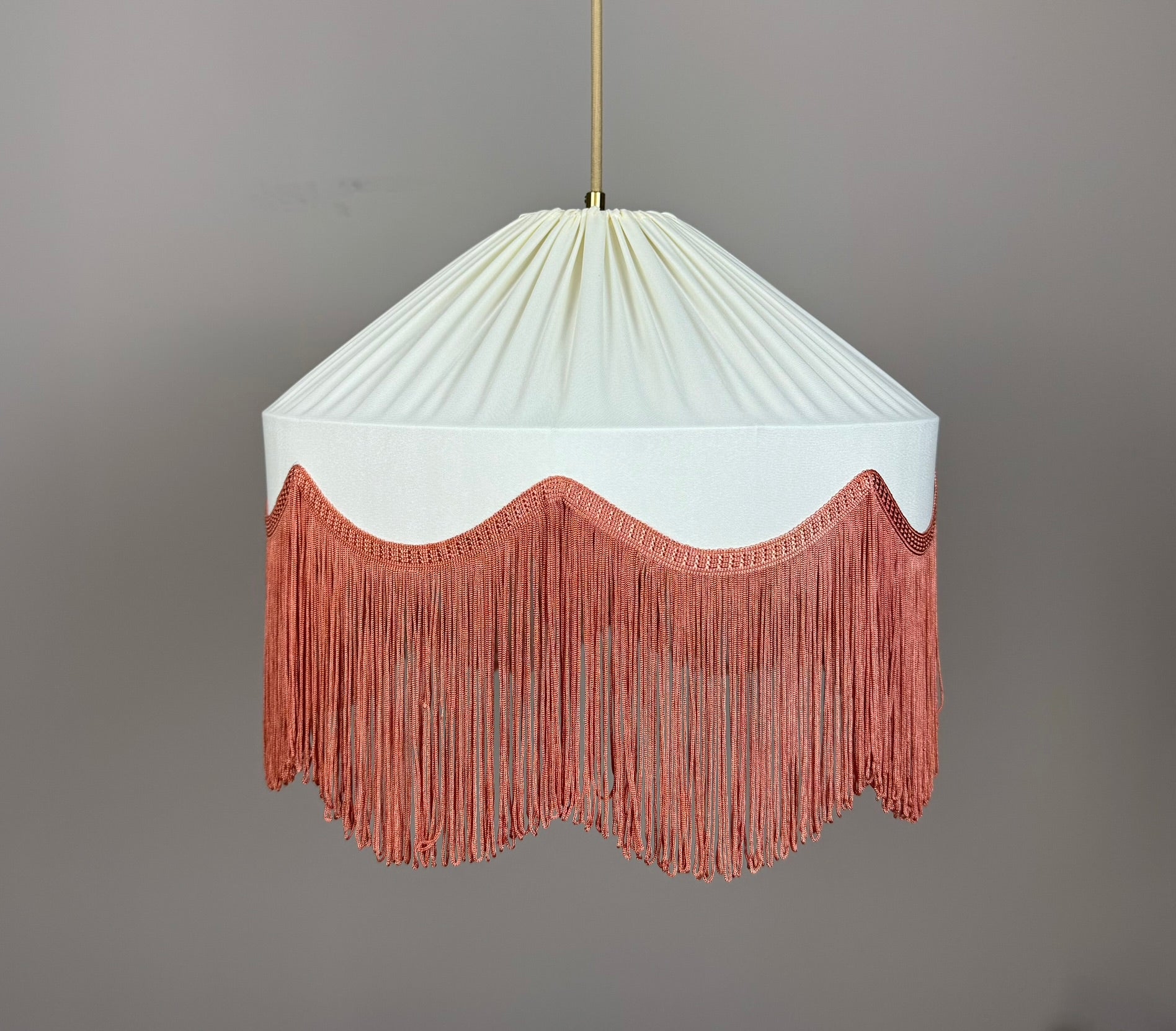 Sofia İpek Saten Püsküllü Avize Krem - Kiremit