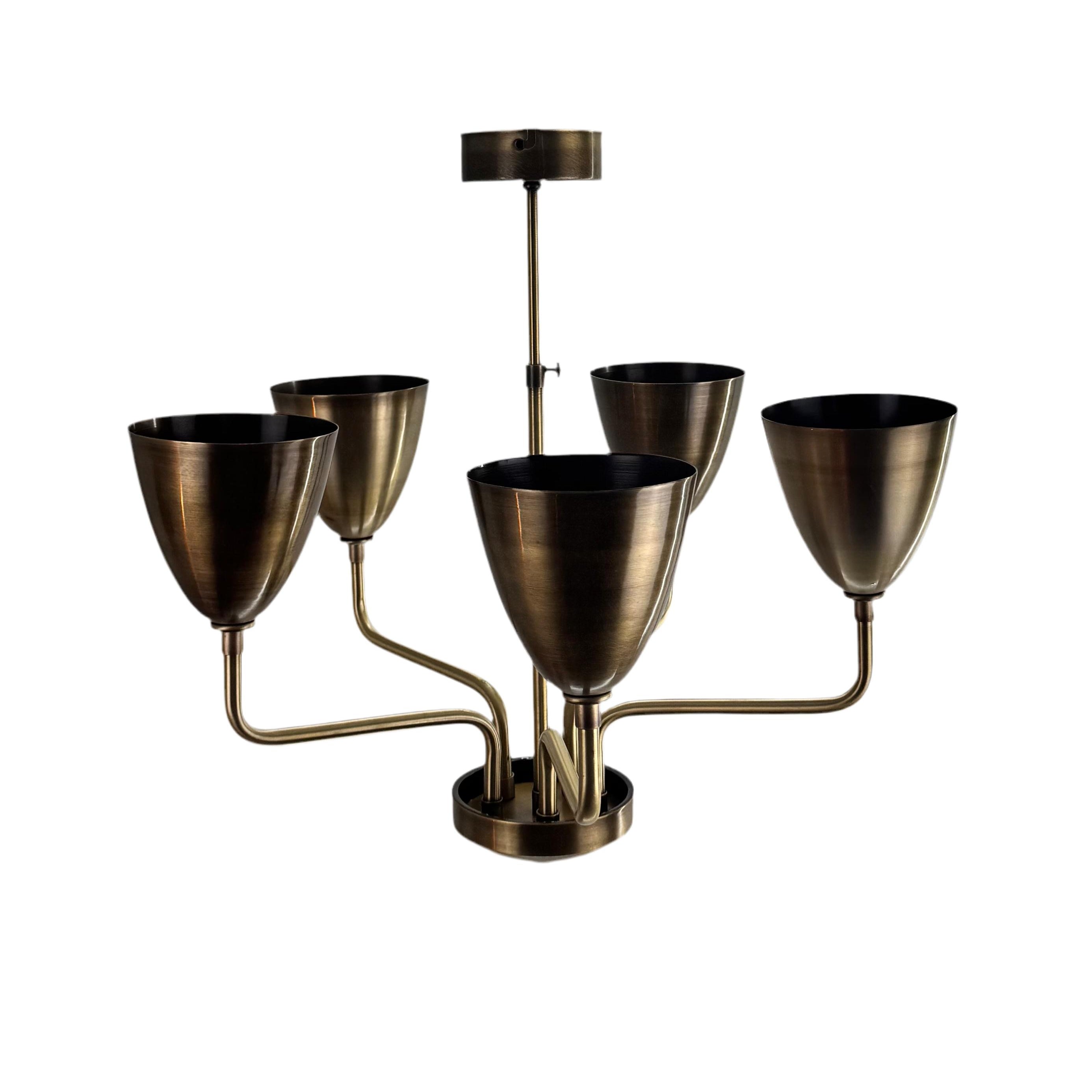 Lola Modern Chandelier Brass 5-Piece