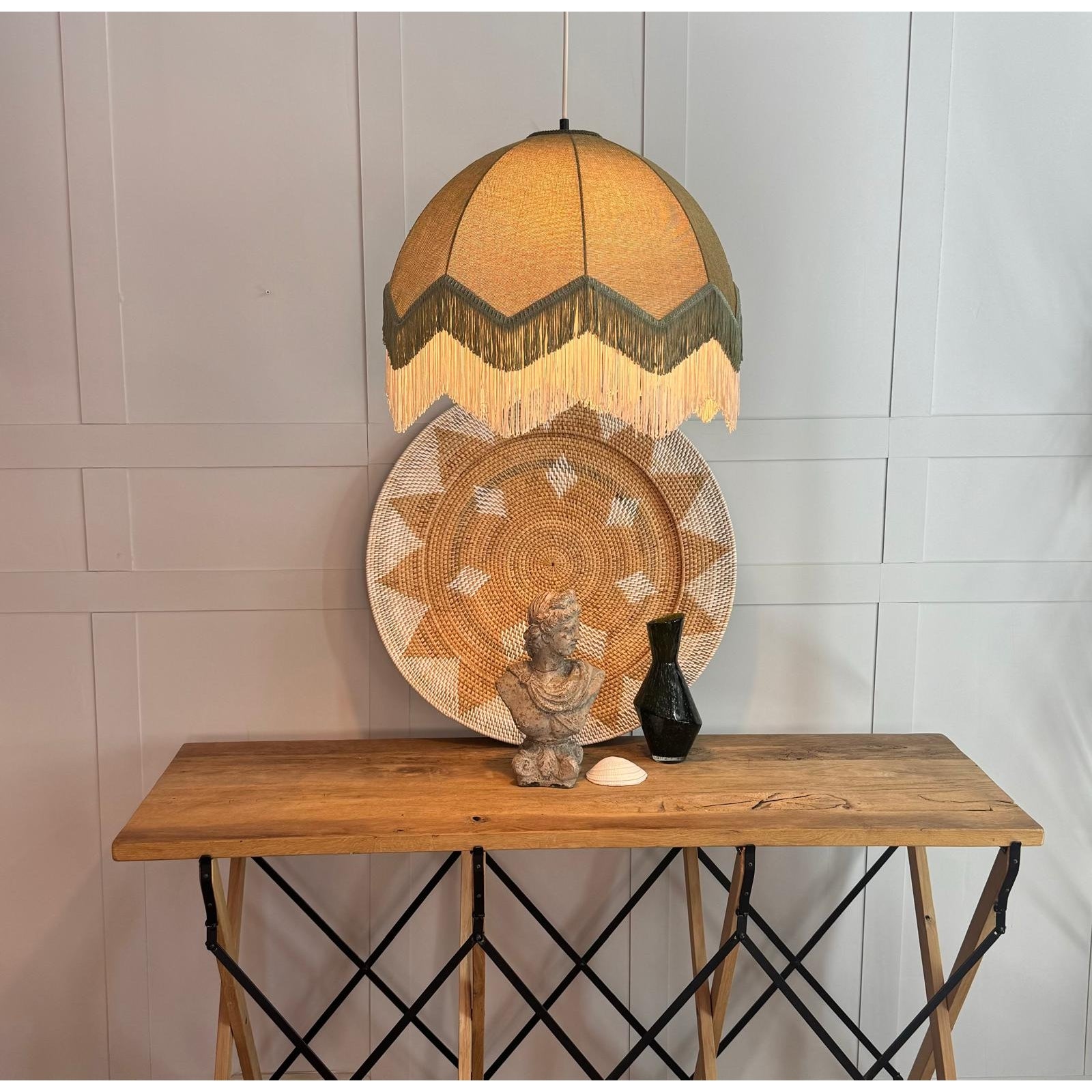 Lorenzo Fabric Tassel Pendant Lamp Kiwi