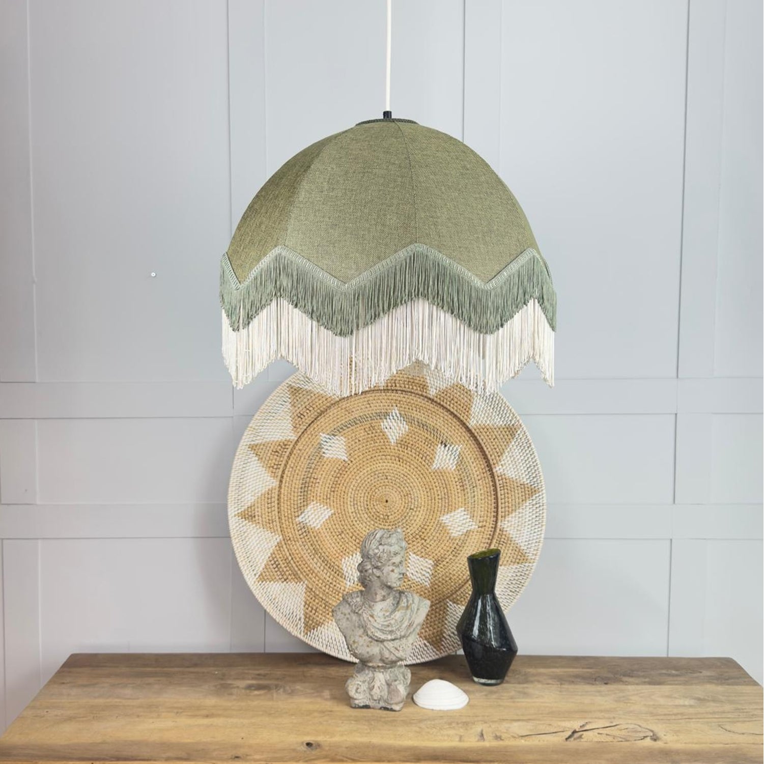 Lorenzo Fabric Tassel Pendant Lamp Kiwi