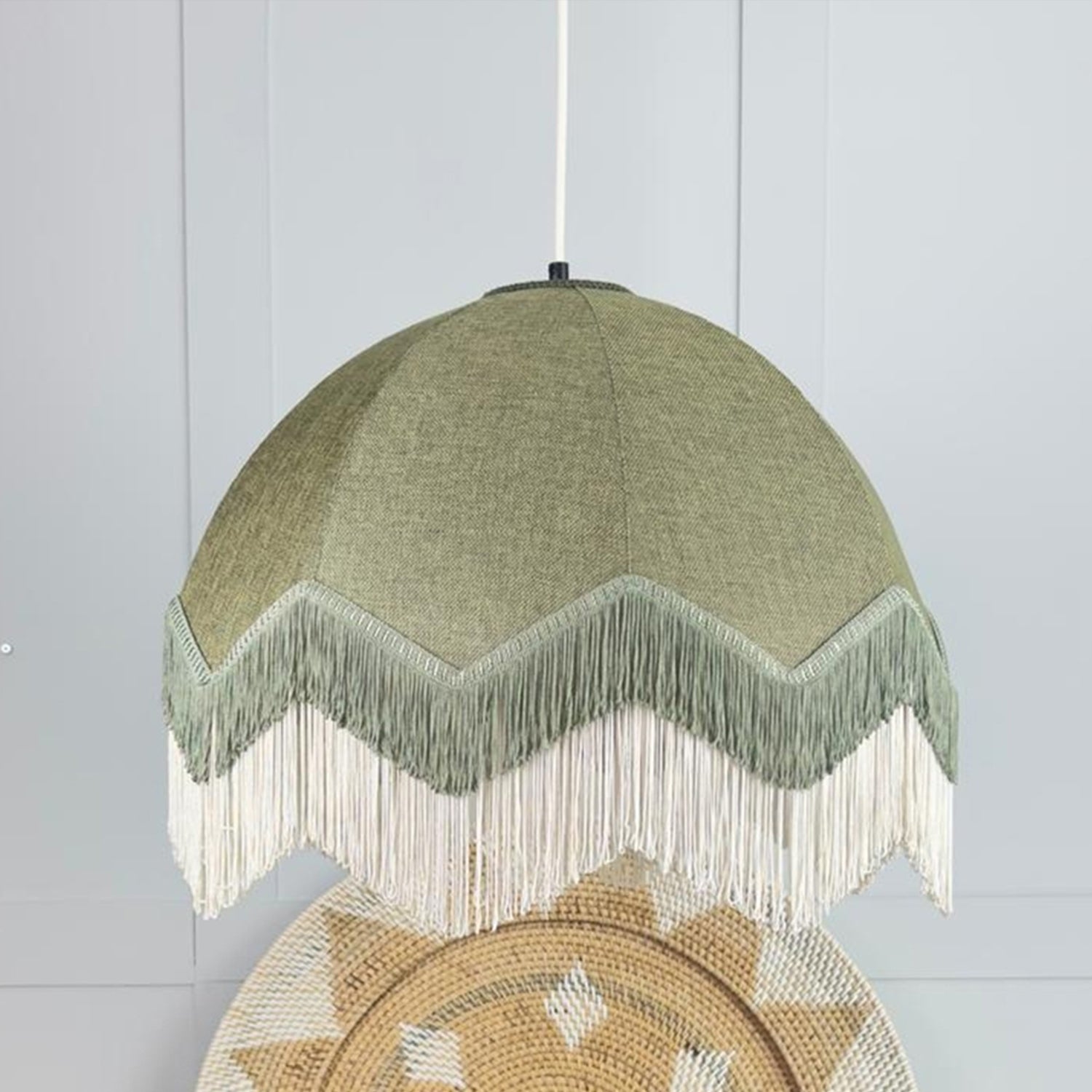 Lorenzo Fabric Tassel Pendant Lamp Kiwi