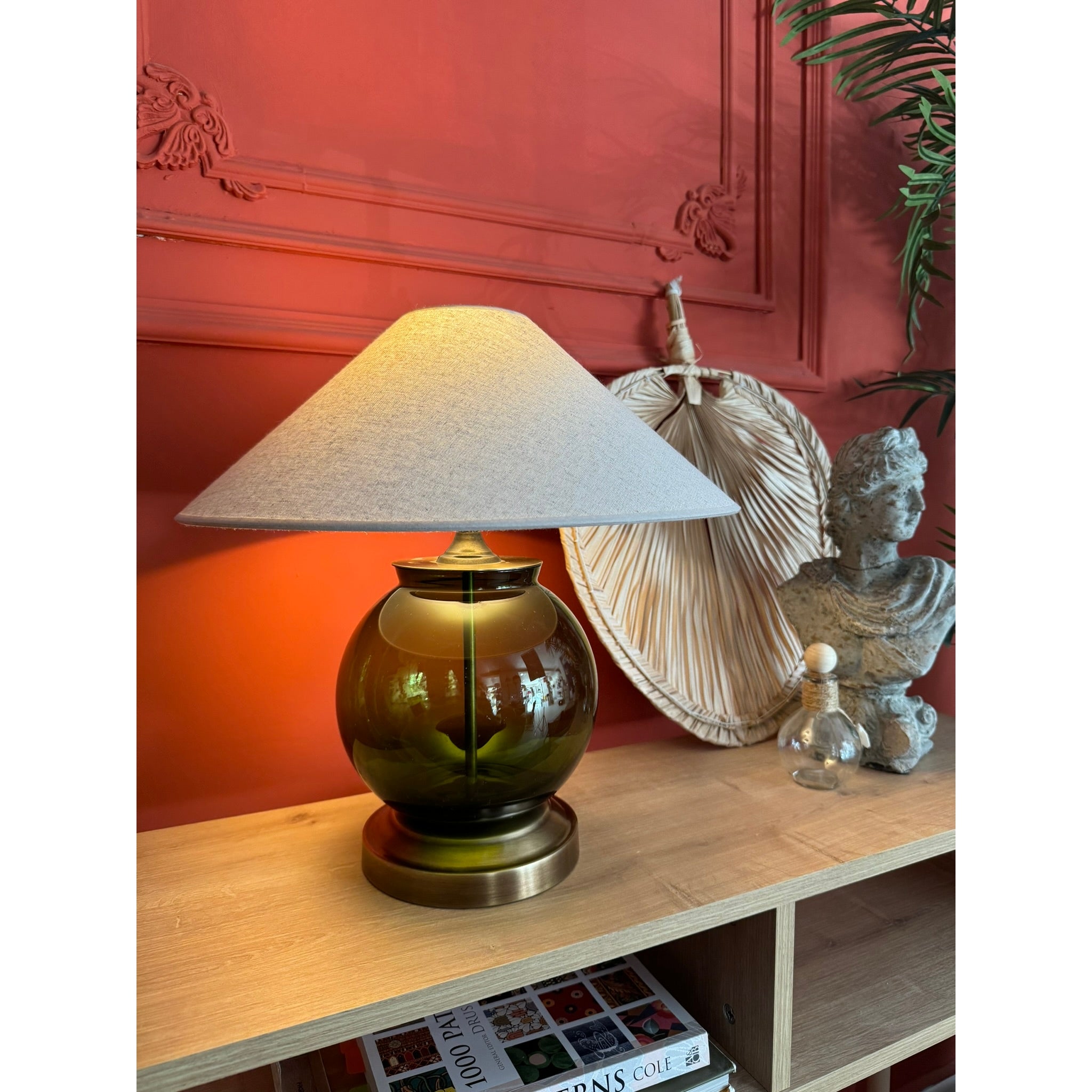 Olive Glass Lampshade