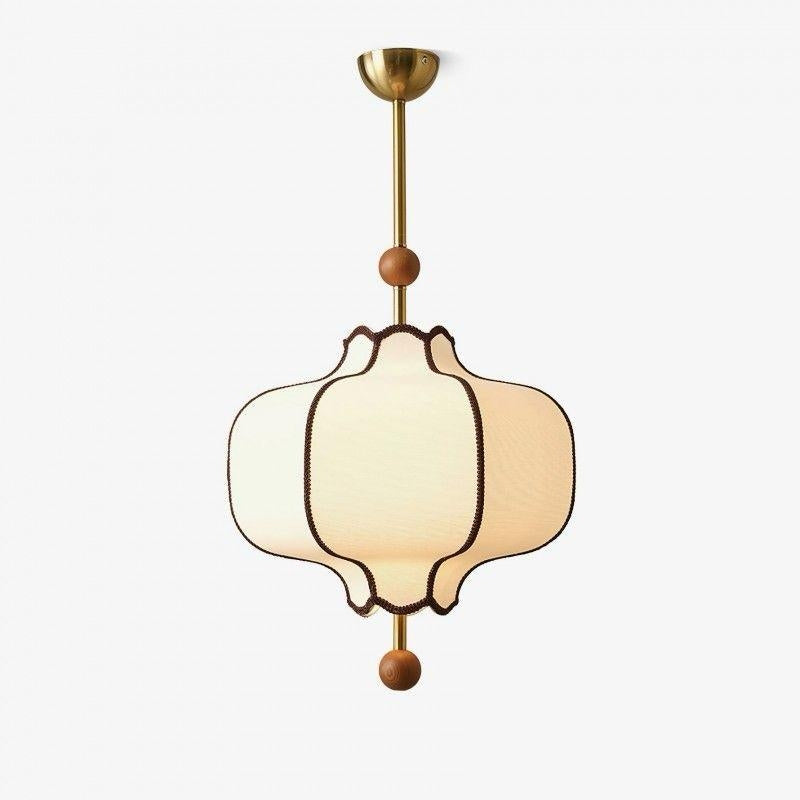 Orion Linen Chandelier with Wooden Details