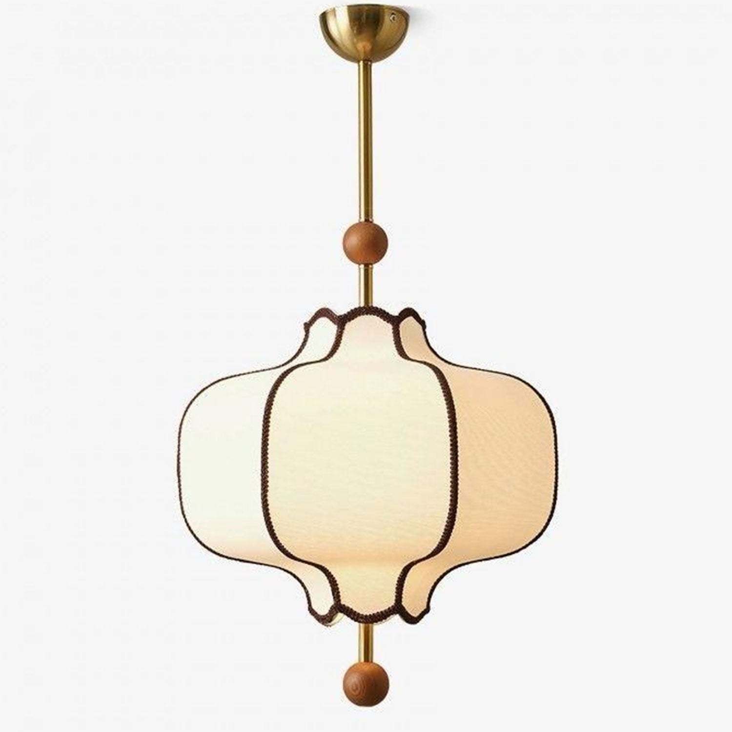 Orion Linen Chandelier with Wooden Details