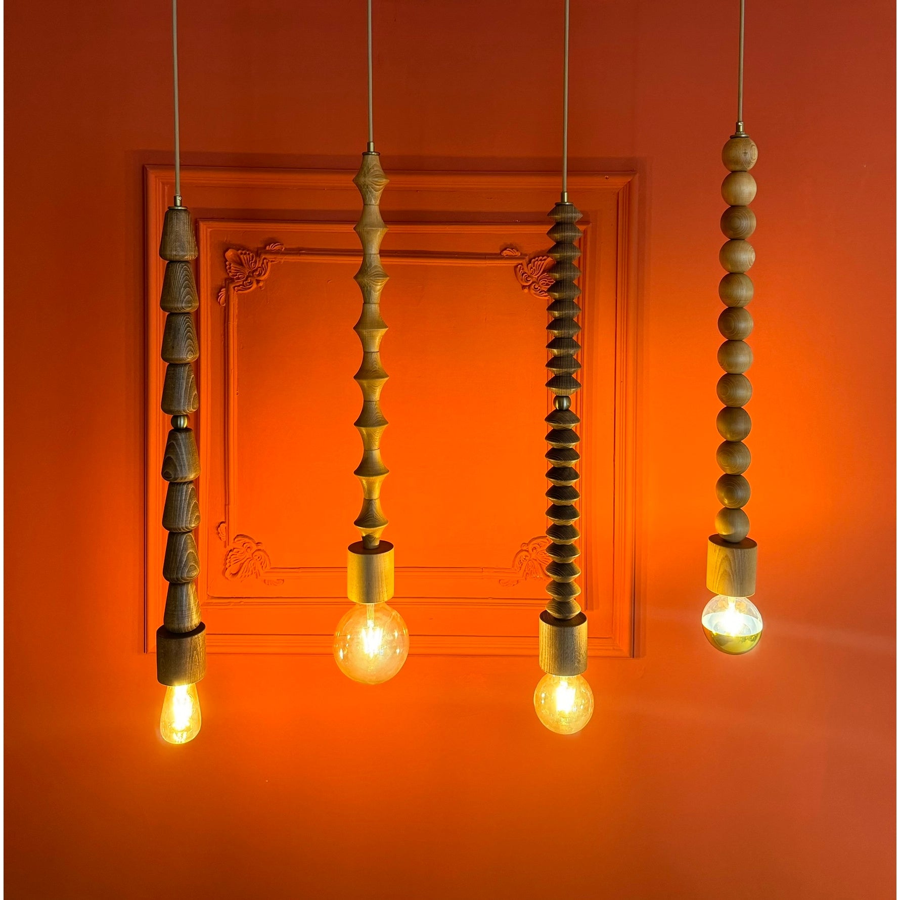 Rustic Natural Wood Chandelier with 4 Lights