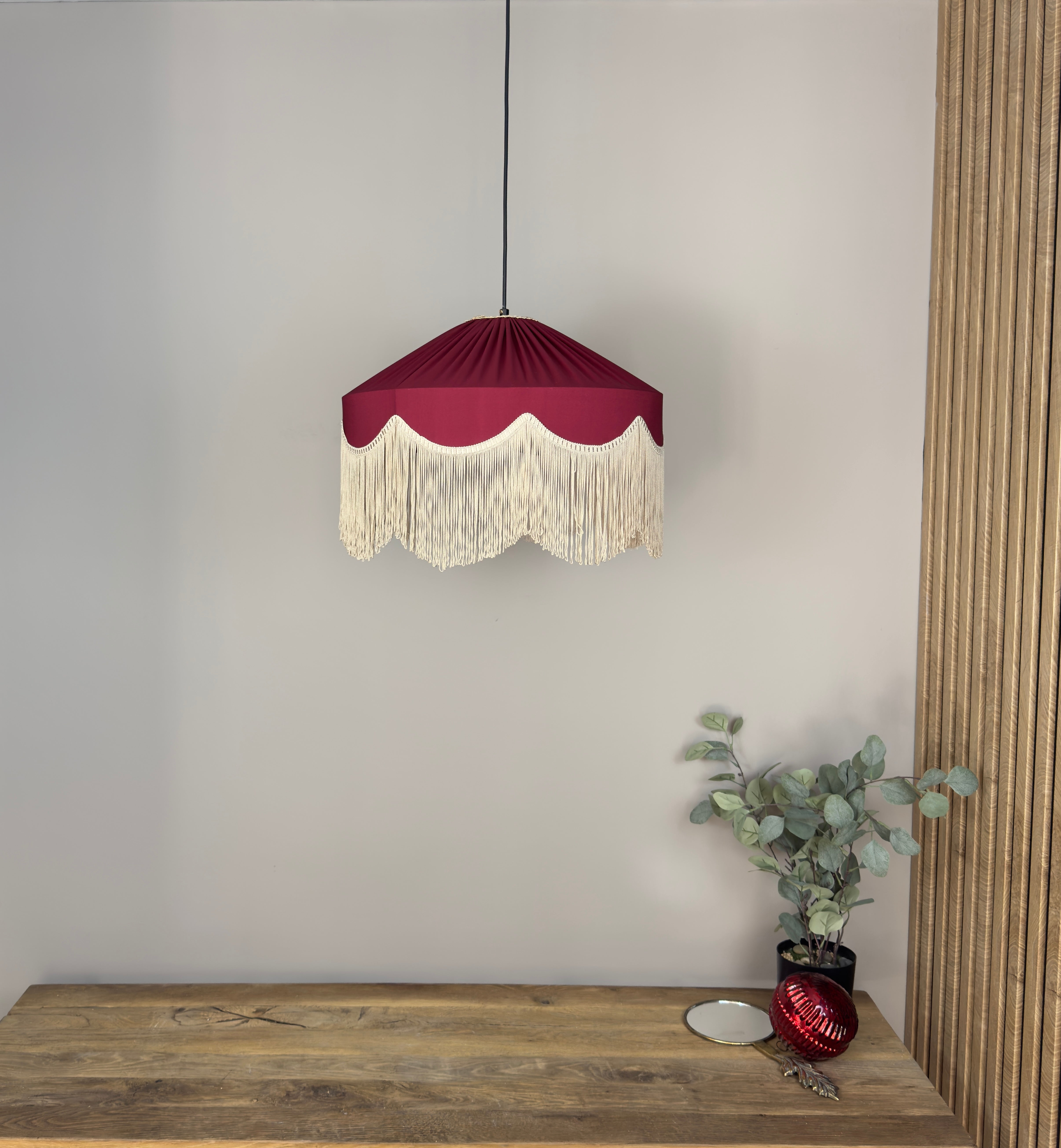 Sofia İpek Saten Püsküllü Avize Bordo